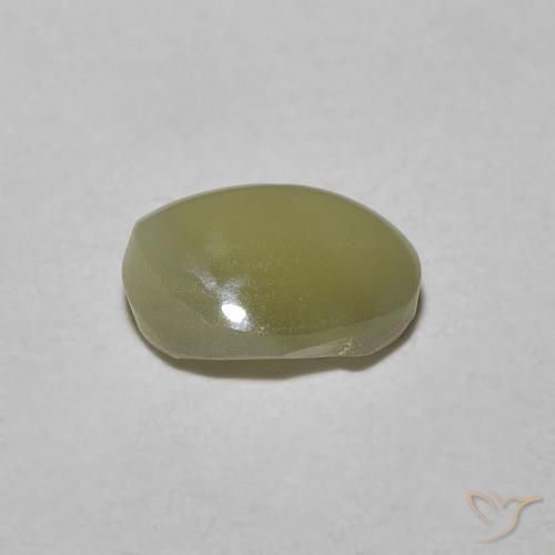 Chrysoberyl Cat's Eye Gemstone in 6.3 x 4.6 mm Size for Sale, Chrysoberyl Cat's Eye Stone in Pale Cream Yellow Color