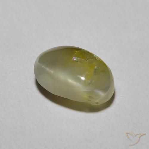 1.72 ct Yellow Chrysoberyl Cat's Eye Stone, Natural Chrysoberyl Cat's Eye in Oval Cabochon Shape for Sale