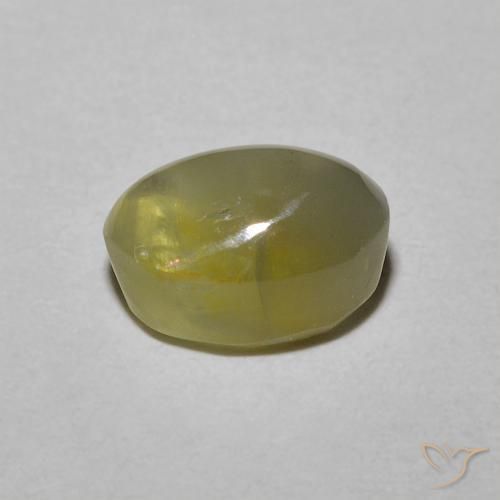 Chrysoberyl Cat's Eye Gemstone in 7.5 x 5 mm Size for Sale, Chrysoberyl Cat's Eye Stone in Medium Yellow Color