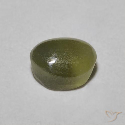 Chrysoberyl Cat's Eye Gemstone in 4.7 x 4 mm Size for Sale, Chrysoberyl Cat's Eye Stone in Yellowish Green Color