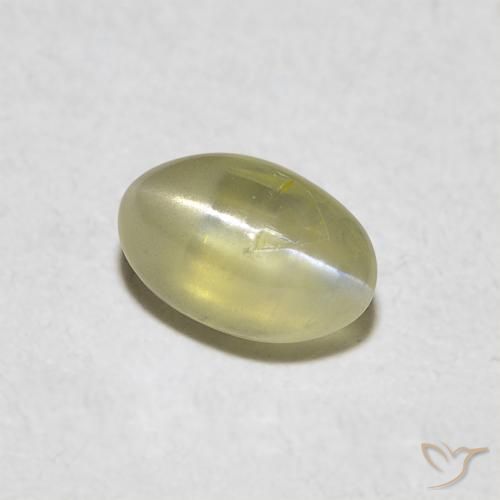 0.48 ct Yellow Chrysoberyl Cat's Eye Stone, Natural Chrysoberyl Cat's Eye in Oval Cabochon Shape for Sale