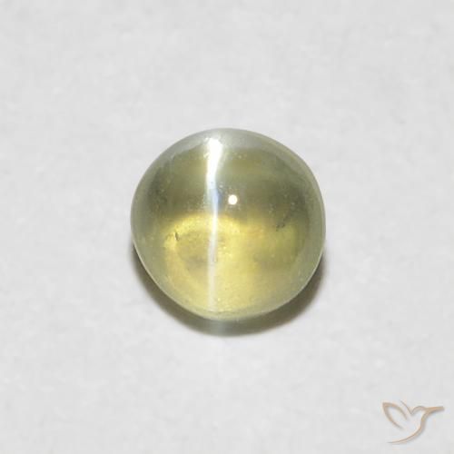 0.28 ct Yellow Chrysoberyl Cat's Eye Gemstone, Chrysoberyl Cat's Eye Gem in Oval Cabochon Shape for Sale.