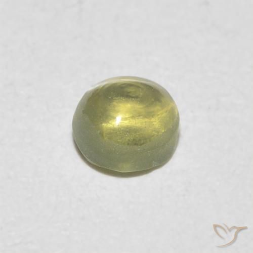 Chrysoberyl Cat's Eye Gemstone in 3.5 x 3.4 mm Size for Sale, Chrysoberyl Cat's Eye Stone in Pale Yellow Color