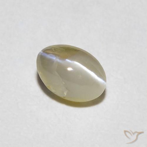 0.41 ct Yellow Chrysoberyl Cat's Eye Stone, Natural Chrysoberyl Cat's Eye in Oval Cabochon Shape for Sale