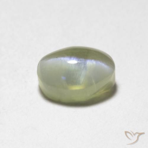 Chrysoberyl Cat's Eye Gemstone in 6 x 4 mm (calibrated) Size for Sale, Chrysoberyl Cat's Eye Stone in Light Yellow Color