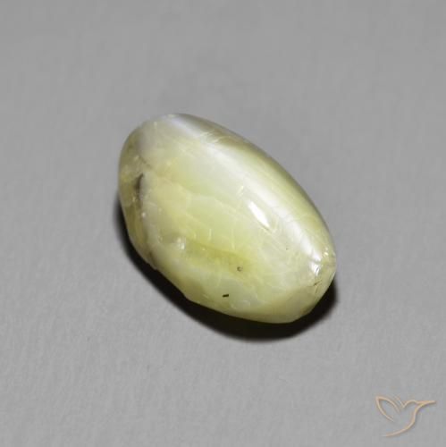 Chrysoberyl Cat's Eye Gemstone in 9.4 x 6.1 mm Size for Sale, Chrysoberyl Cat's Eye Stone in Medium Yellow Color