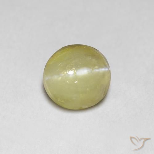 1,18 ct ovaler gelber Chrysoberyll-Katzenauge aus Sri Lanka, Größe 5,3 x 5,1mm, Garantiert natürlicher Edelstein, Translucent Reinheit, 1 Stück Chrysoberyll-Katzenauge in Bananengelb Farbe, Mohs-Härte von 8,5 Geeignet für den täglichen Gebrauch im Schmuck, Photo A