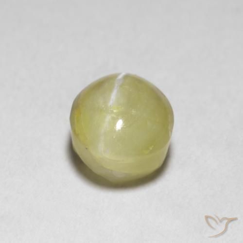 Chrysoberyl Cat's Eye Gemstone in 5.3 x 5.1 mm Size for Sale, Chrysoberyl Cat's Eye Stone in Banana Yellow Color