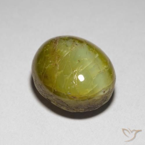 Chrysoberyl Cat's Eye Gemstone in 12 x 10 mm (calibrated) Size for Sale, Chrysoberyl Cat's Eye Stone in Lemon Yellow Color