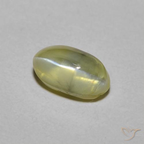 1.34 ct Yellow Chrysoberyl Cat's Eye Stone, Natural Chrysoberyl Cat's Eye in Oval Cabochon Shape for Sale