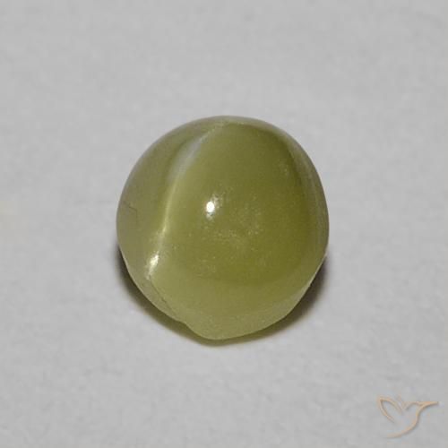 0.52 ct Green Chrysoberyl Cat's Eye Stone, Natural Chrysoberyl Cat's Eye in Oval Cabochon Shape for Sale