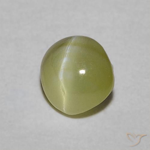 0.47 ct Green Chrysoberyl Cat's Eye Stone, Natural Chrysoberyl Cat's Eye in Oval Cabochon Shape for Sale