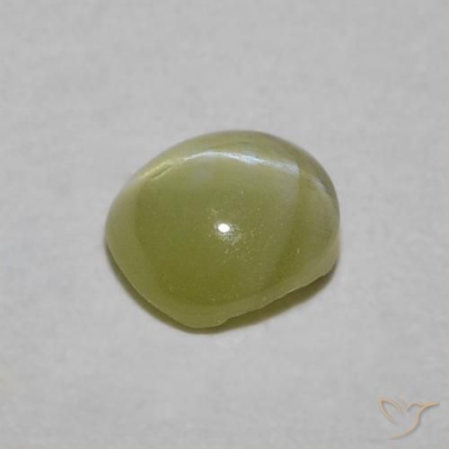 Chrysoberyl Cat's Eye Gemstone in 4.4 x 4.4 mm Size for Sale, Chrysoberyl Cat's Eye Stone in Yellowish Green Color
