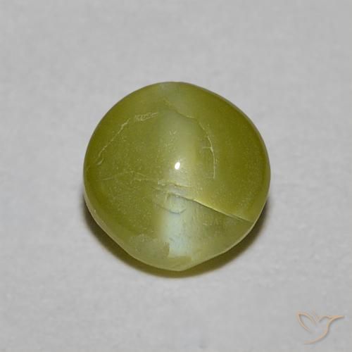 5 x 4,9mm ovaler grüner Chrysoberyll-Katzenauge aus Sri Lanka, Gewicht von 0,58 ct, natürlicher Edelstein in Translucent Reinheit, 1 Stück ovaler Chrysoberyll-Katzenauge - Farbe: Warmes Waldgrün, Mohs-Härte von 8,5 Geeignet für den täglichen Gebrauch im Schmuck, Photo A