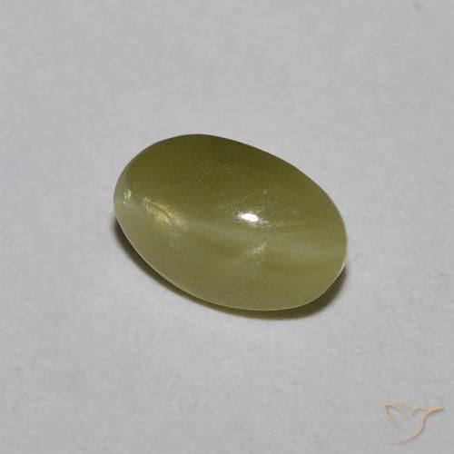 0.54 ct Green Chrysoberyl Cat's Eye Stone, Natural Chrysoberyl Cat's Eye in Oval Cabochon Shape for Sale