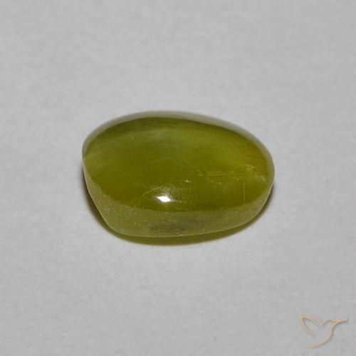 Chrysoberyl Cat's Eye Gemstone in 6.5 x 5.7 mm Size for Sale, Chrysoberyl Cat's Eye Stone in Warm Green Color