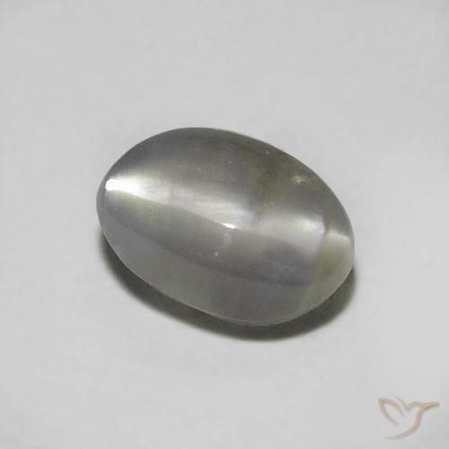 0.73 ct Gray Chrysoberyl Cat's Eye Stone, Natural Chrysoberyl Cat's Eye in Oval Cabochon Shape for Sale