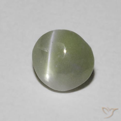0.55 ct Green Chrysoberyl Cat's Eye Stone, Natural Chrysoberyl Cat's Eye in Oval Cabochon Shape for Sale