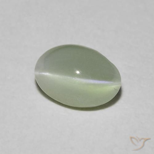 0.90 ct Green Chrysoberyl Cat's Eye Stone, Natural Chrysoberyl Cat's Eye in Oval Cabochon Shape for Sale