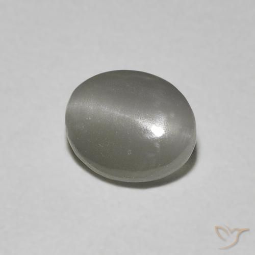 0.66 ct Gray Chrysoberyl Cat's Eye Stone, Natural Chrysoberyl Cat's Eye in Oval Cabochon Shape for Sale
