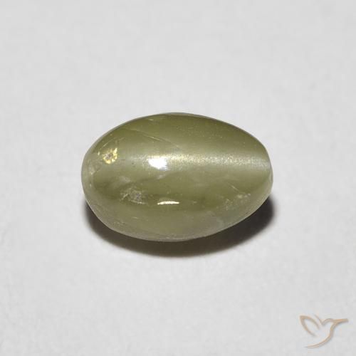 0,82 ct ovaler grüner Chrysoberyll-Katzenauge aus Sri Lanka, Größe 6 x 3,9mm, Garantiert natürlicher Edelstein, Translucent Reinheit, 1 Stück Chrysoberyll-Katzenauge in Gelblich-grün Farbe, Mohs-Härte von 8,5 Geeignet für den täglichen Gebrauch im Schmuck, Photo A