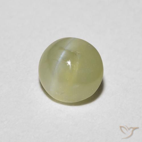 0.59 ct Green Chrysoberyl Cat's Eye Stone, Natural Chrysoberyl Cat's Eye in Oval Cabochon Shape for Sale