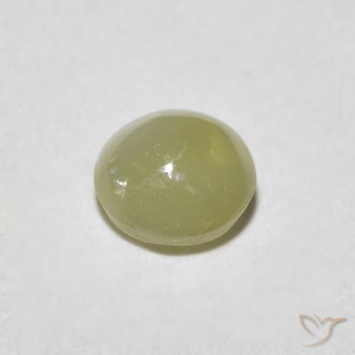 Chrysoberyl Cat's Eye Gemstone in 4.7 x 4.5 mm Size for Sale, Chrysoberyl Cat's Eye Stone in Warm Green Color