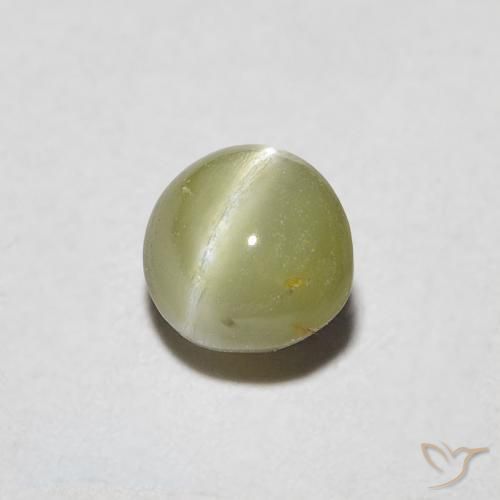 0.48 ct Green Chrysoberyl Cat's Eye Stone, Natural Chrysoberyl Cat's Eye in Oval Cabochon Shape for Sale
