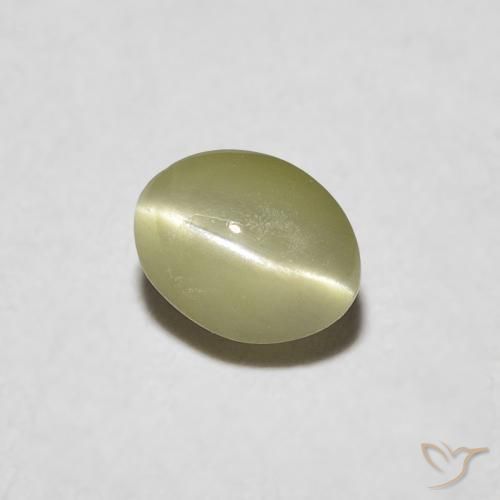 0.39 ct Green Chrysoberyl Cat's Eye Stone, Natural Chrysoberyl Cat's Eye in Oval Cabochon Shape for Sale