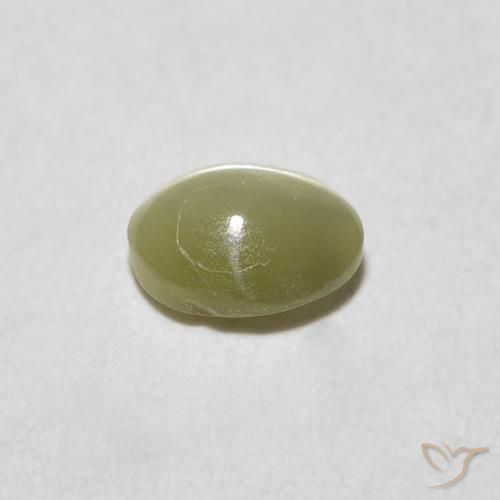 Chrysoberyl Cat's Eye Gemstone in 4.6 x 3.6 mm Size for Sale, Chrysoberyl Cat's Eye Stone in Yellowish Green Color