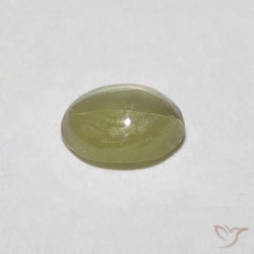 Chrysoberyl Cat's Eye Gemstone in 5 x 4 mm (calibrated) Size for Sale, Chrysoberyl Cat's Eye Stone in Yellowish Green Color