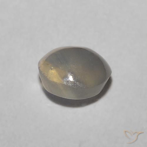 Chrysoberyl Cat's Eye Gemstone in 3.9 x 3.6 mm Size for Sale, Chrysoberyl Cat's Eye Stone in Very Light Grey Color
