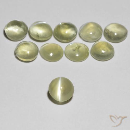 0.37ct Natural Light Yellow Chrysoberyl Cat's Eye, Round, Transparent