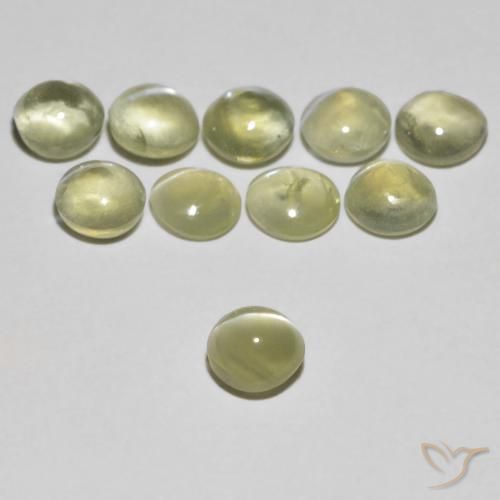 Chrysoberyl Cat's Eye Gemstones in 4 mm (calibrated) Size for Sale, Chrysoberyl Cat's Eye Stones in Light Yellow Color
