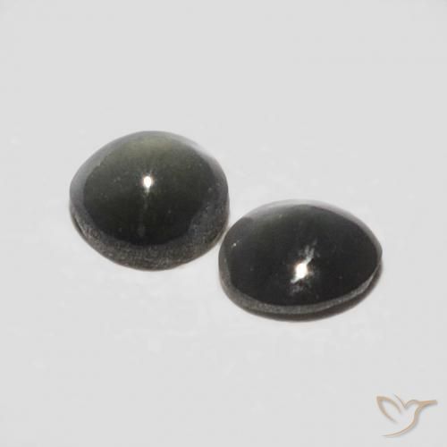 Chrysoberyl Cat's Eye Gemstones in 3.2 x 3.2 mm Size for Sale, Chrysoberyl Cat's Eye Stones in Grayish Black Color