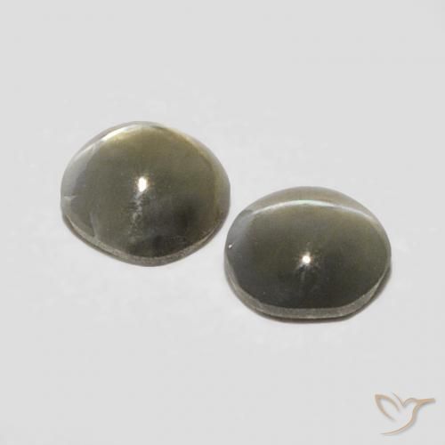 Chrysoberyl Cat's Eye Gemstones in 3.5 x 3.4 mm Size for Sale, Chrysoberyl Cat's Eye Stones in Very Light Grey Color