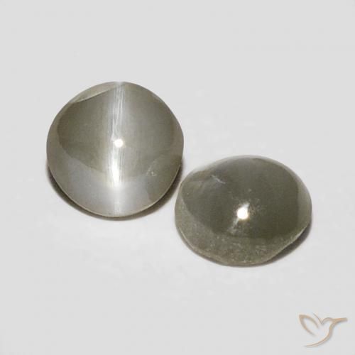 0.45 ctw Gray Chrysoberyl Cat's Eye Stones, Natural Chrysoberyl Cat's Eye in Oval Cabochon Shape for Sale