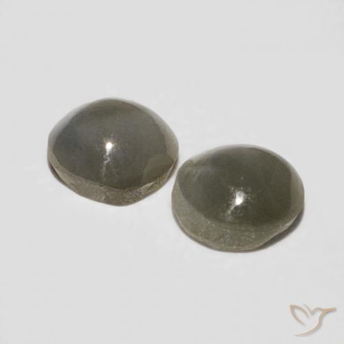 Chrysoberyl Cat's Eye Gemstones in 3.4 x 3.3 mm Size for Sale, Chrysoberyl Cat's Eye Stones in Very Light Grey Color