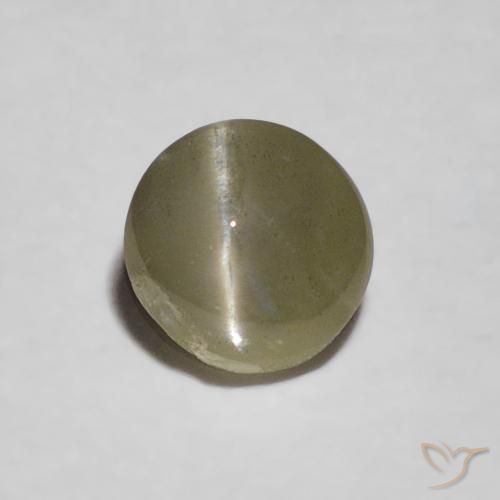 Oeil de Chat Chrysobéryl Brun oval cabochon du Sri Lanka, 4,4 x 4,3mm, poids de 0,45 ct, pierre gemme naturelle Non traité de pureté Opaque , 1 pièce Oeil de Chat Chrysobéryl, couleur Brun, dureté Mohs de 8.5 convient aux bijoux de tous les jours, pierre de sagesse, Photo A