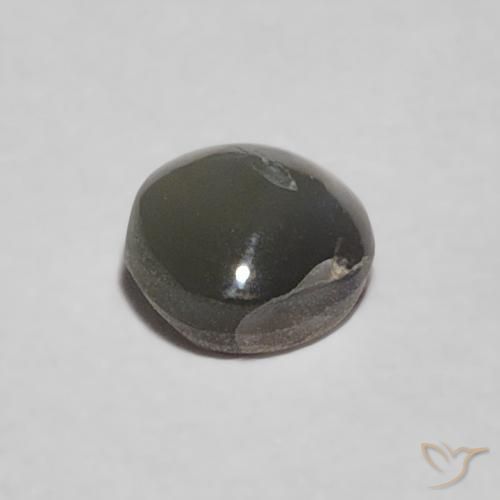 Chrysoberyl Cat's Eye Gemstone in 4 x 4 mm (calibrated) Size for Sale, Chrysoberyl Cat's Eye Stone in Medium Dark-Gray Color