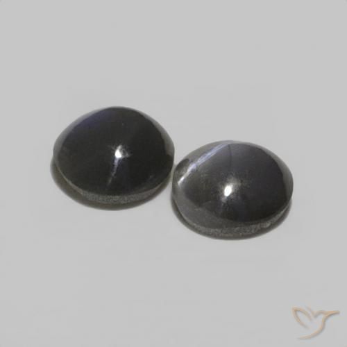 Chrysoberyl Cat's Eye Gemstones in 3.8 x 3.6 mm Size for Sale, Chrysoberyl Cat's Eye Stones in Grayish Black Color