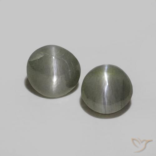 0.38 ctw Gray Chrysoberyl Cat's Eye Gemstones, Chrysoberyl Cat's Eye Gems in Round Cabochon Shape for Sale.
