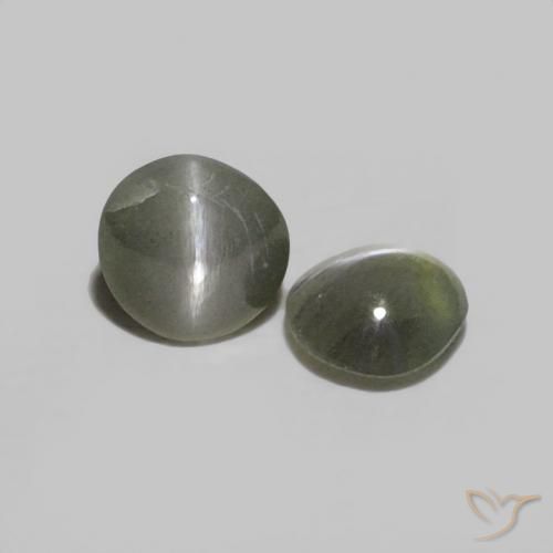 0.38 ctw Gray Chrysoberyl Cat's Eye Stones, Natural Chrysoberyl Cat's Eye in Round Cabochon Shape for Sale