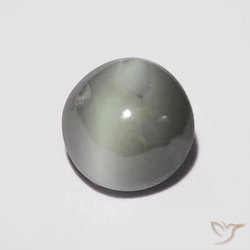 1.06 ct Gray Chrysoberyl Cat's Eye Stone, Natural Chrysoberyl Cat's Eye in Round Cabochon Shape for Sale