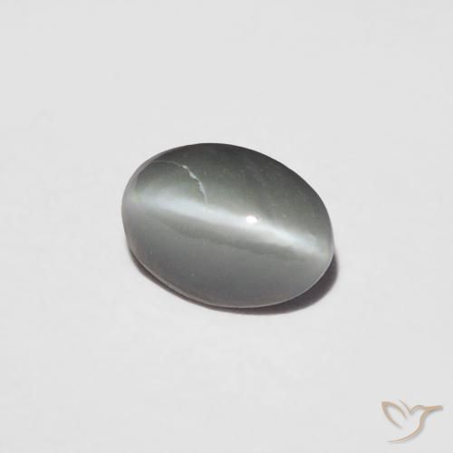 0.36 ct Gray Chrysoberyl Cat's Eye Stone, Natural Chrysoberyl Cat's Eye in Oval Cabochon Shape for Sale