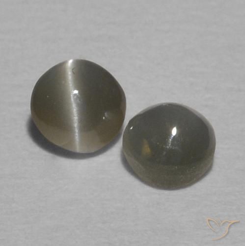 0.37 ctw Gray Chrysoberyl Cat's Eye Stones, Natural Chrysoberyl Cat's Eye in Round Cabochon Shape for Sale