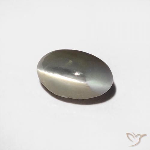 0.39 ct Gray Chrysoberyl Cat's Eye Stone, Natural Chrysoberyl Cat's Eye in Oval Cabochon Shape for Sale