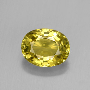 1.58 ct Yellow Chrysoberyl Gemstone, Chrysoberyl Gem in Oval Facet Shape for Sale.