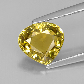 1.72 ct Yellow Chrysoberyl Gemstone, Chrysoberyl Gem in Pear Facet Shape for Sale.