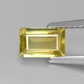 0.75 ct Yellow Chrysoberyl Gemstone, Chrysoberyl Gem in Baguette Facet Shape for Sale.